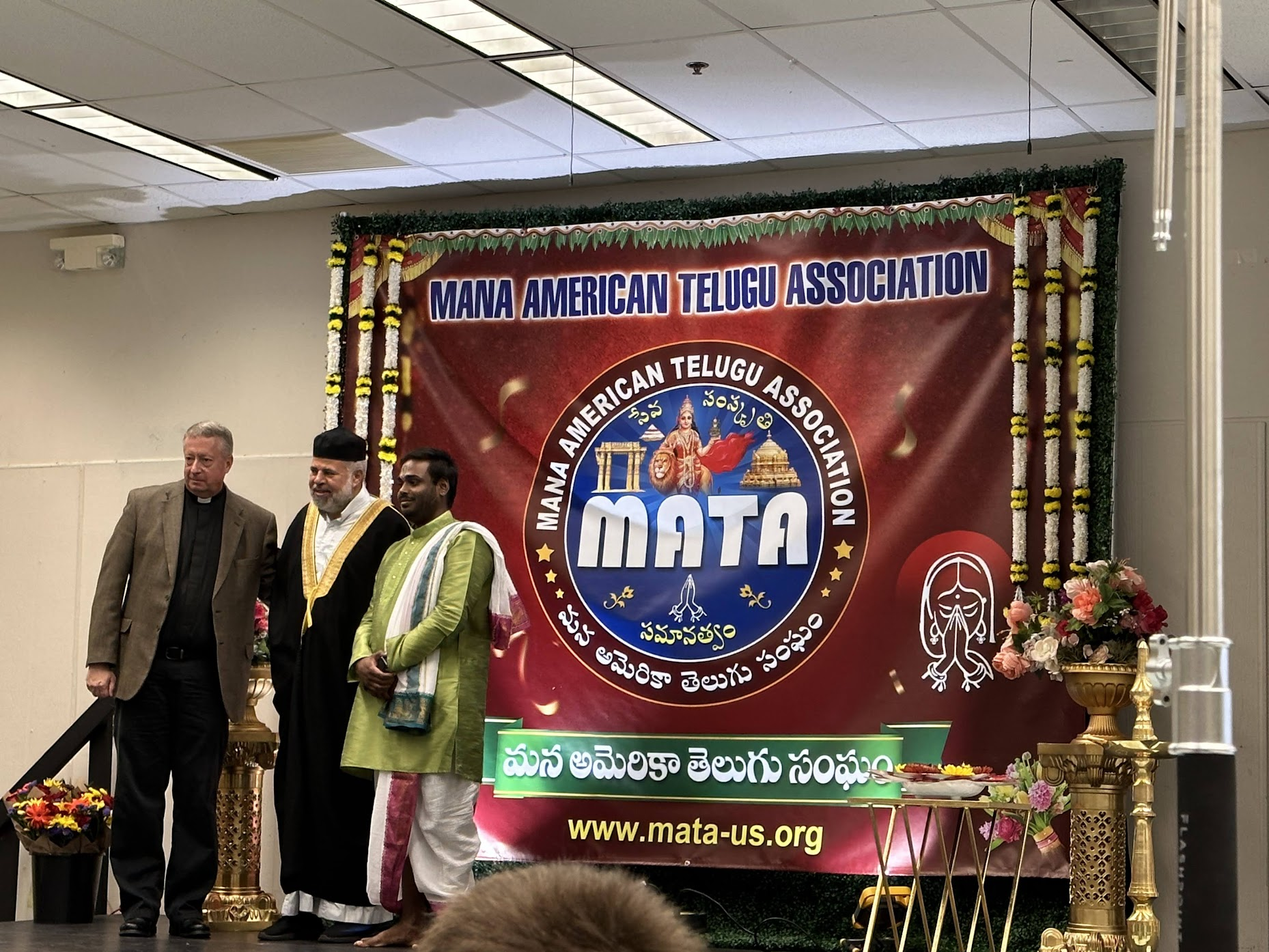 Historic interfaith ceremony with Hindu Priest, Muslim Imam, and Christian Pastor at MATA Tampa Chapter event